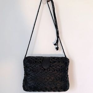 Gabriella Black Satin Hard Case Adjustable Strap Evening Bag